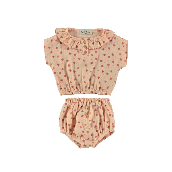 BABY HEART BLOUSE AND BLOOMER SET