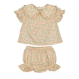 Indie Beige Romantic Flower Blouse and Bloomer Set