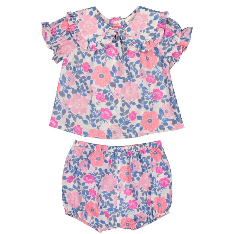 Indie Lilac Vintage Flower Blouse and Bloomer Set