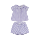 Vichy Baby Blouse and Short Set in Purple Gingham