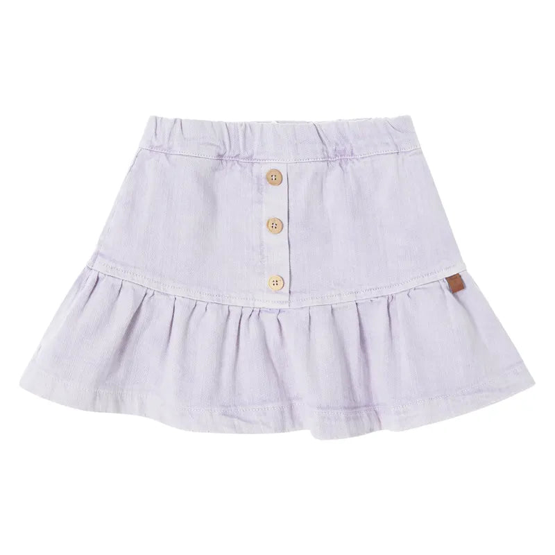 Lilac Ruffle Denim Skirt