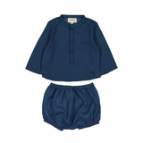 Baby Boy Navy Check Shirt and Bloomer Set