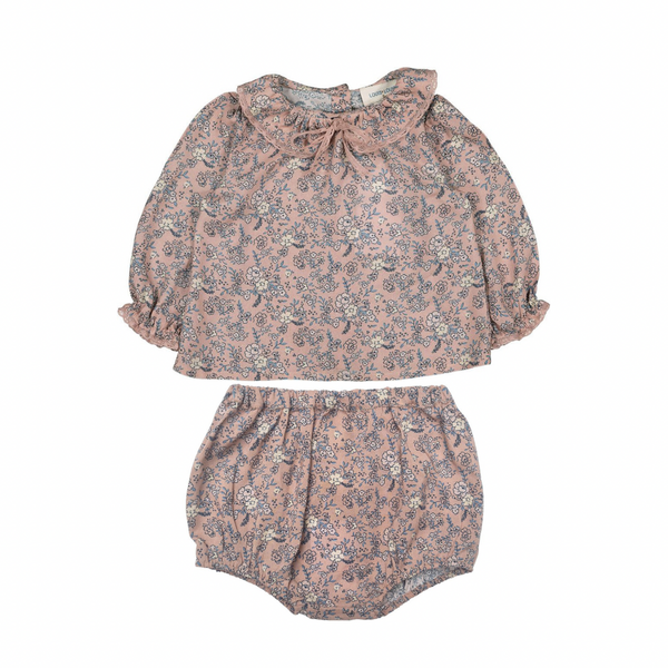 Romantic Flower Blouse and Bloomer Set