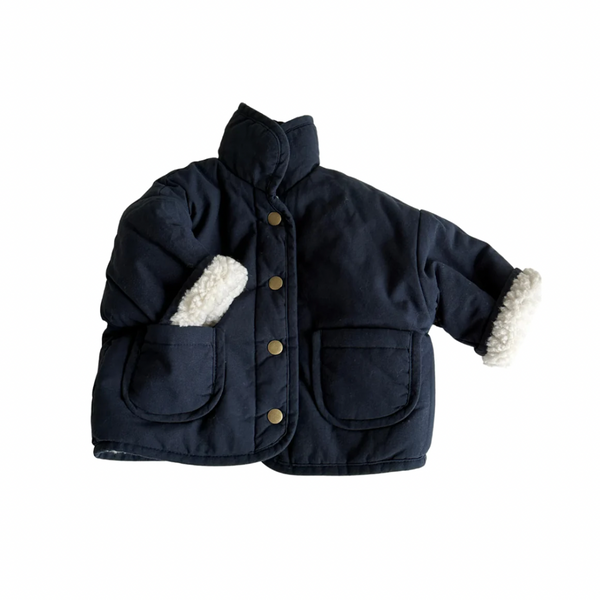 Navy Reversible Teddy Coat