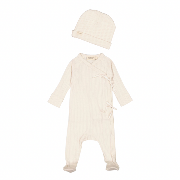 Rubetta Onesie and Hat in Vanilla Pointelle Rib