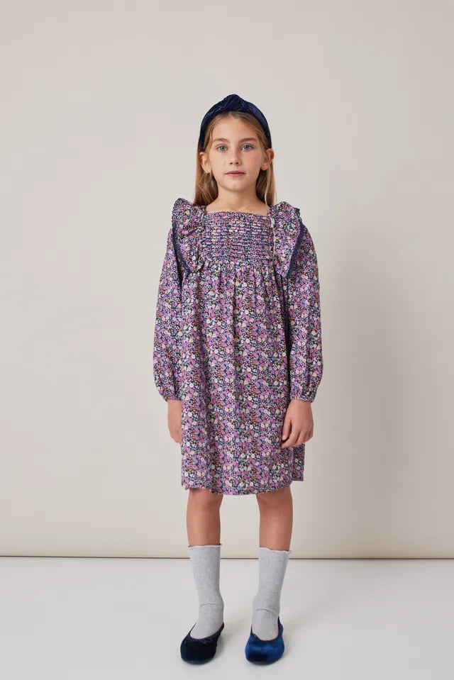 Girls Navy Flower Dress