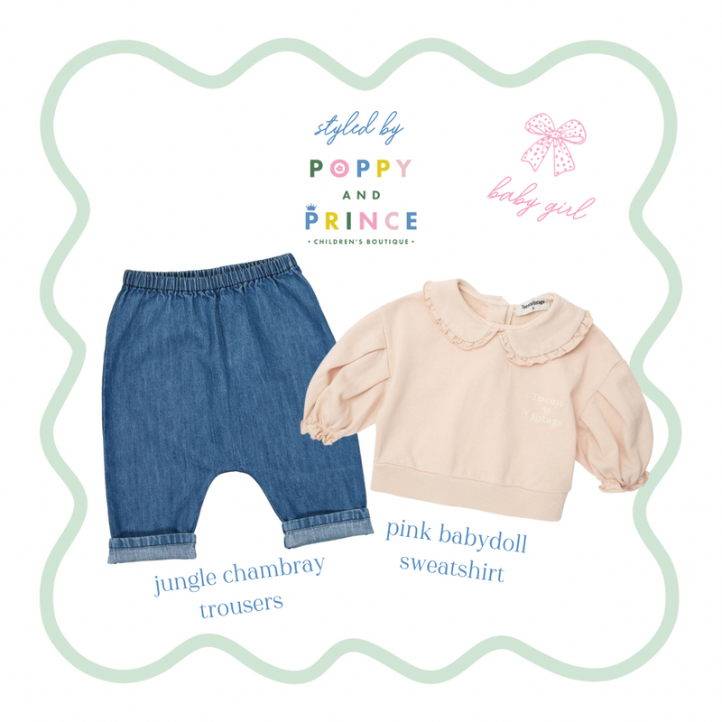 Baby Jungle Trouser in Blue Chambray