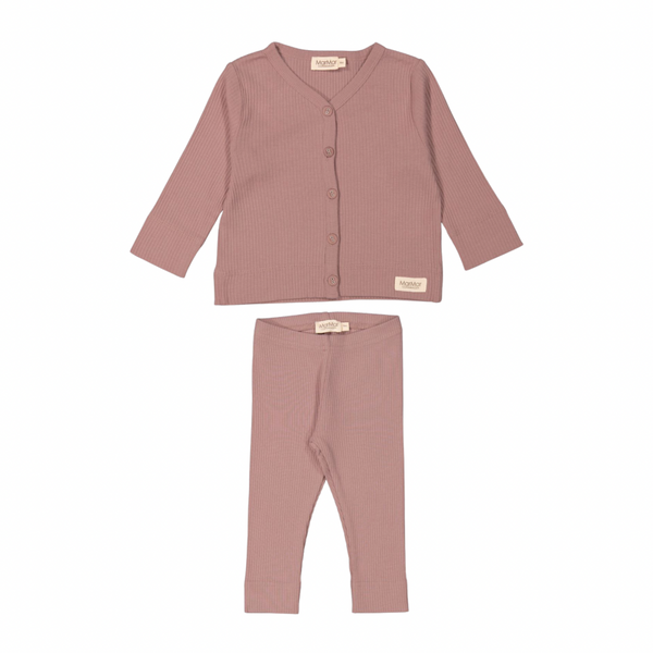 Cardigan and Leggings Set in Light Mauve