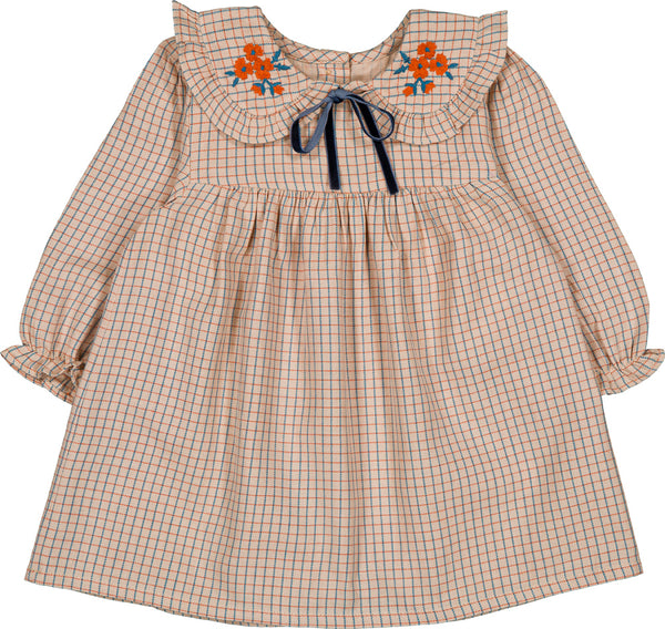 Benjamina Baby Beige Twill Check Dress