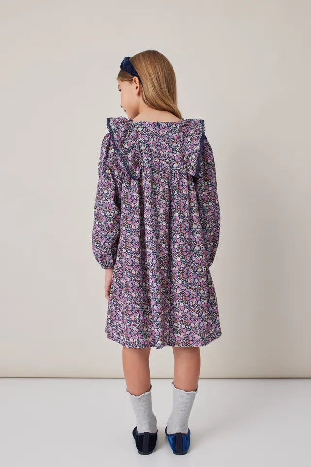 Girls Navy Flower Dress