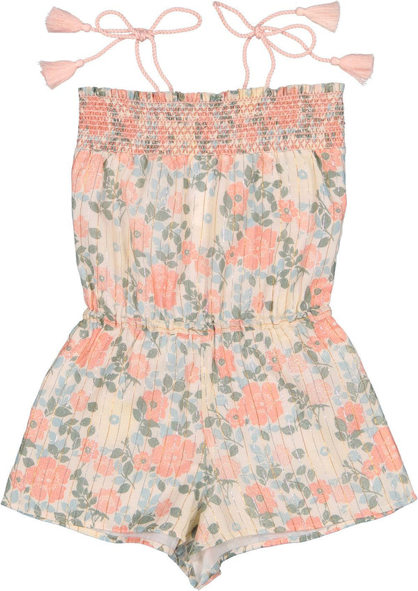 Melanie Pink Lurex Flower Romper