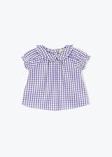 Vichy Baby Blouse and Short Set in Purple Gingham