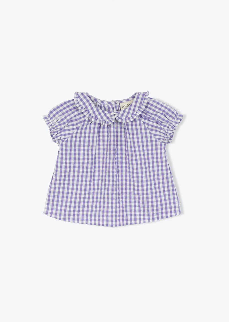 Vichy Baby Blouse and Short Set in Purple Gingham