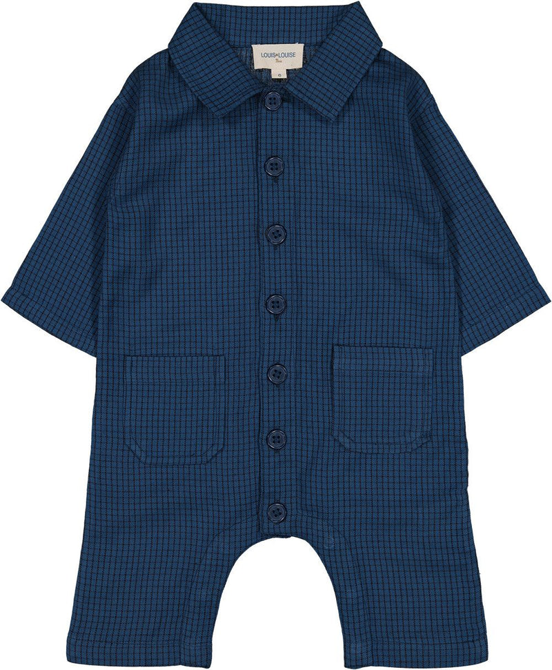 Navy Check Jumpsuit