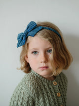 Alice Headband Large Bow Winter Blue Gingham