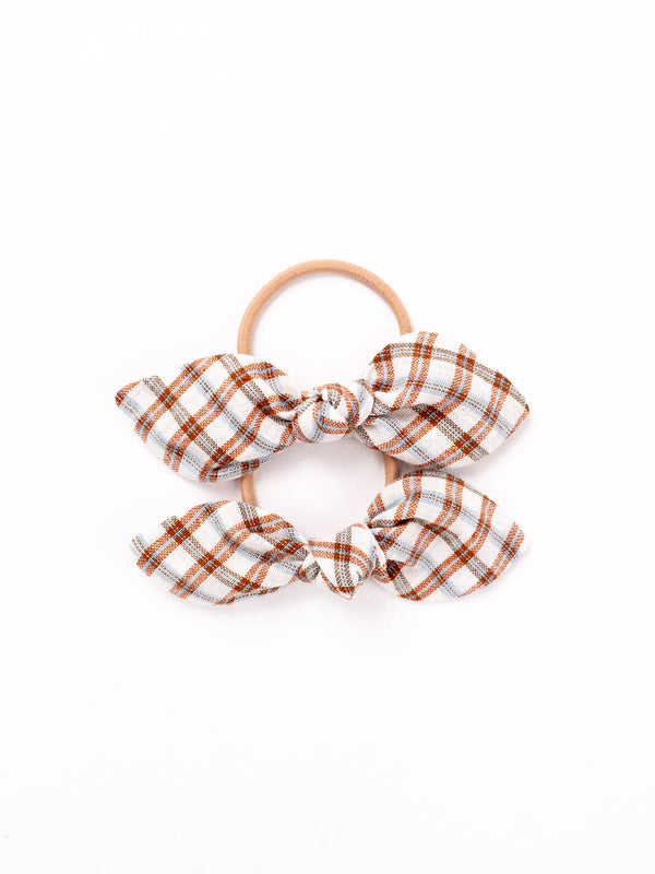 Bunny Hair Ties in Tangerine Gingham