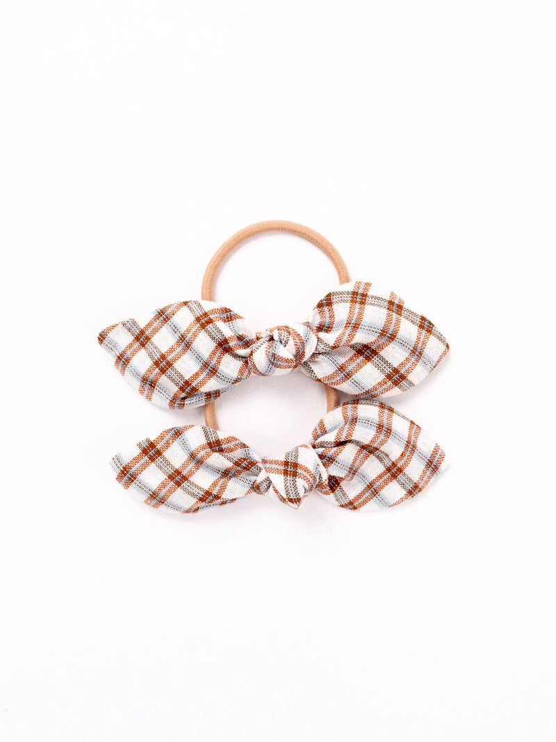 Bunny Hair Ties in Tangerine Gingham