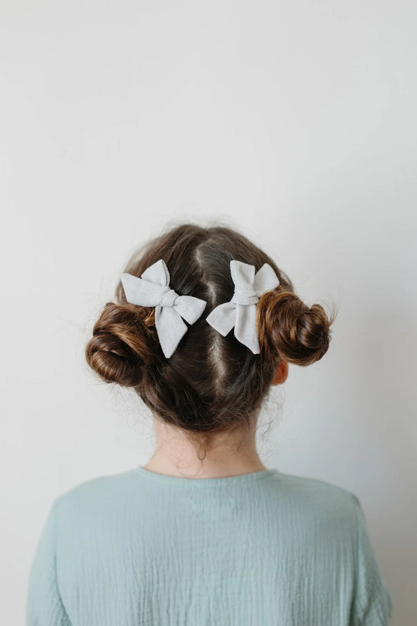 Pigtail Hair Bows in Pale Blue