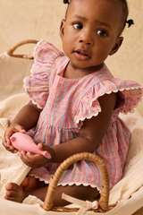 Lena Pink Pomelo Checks Romper