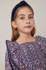 Girls Navy Flower Dress