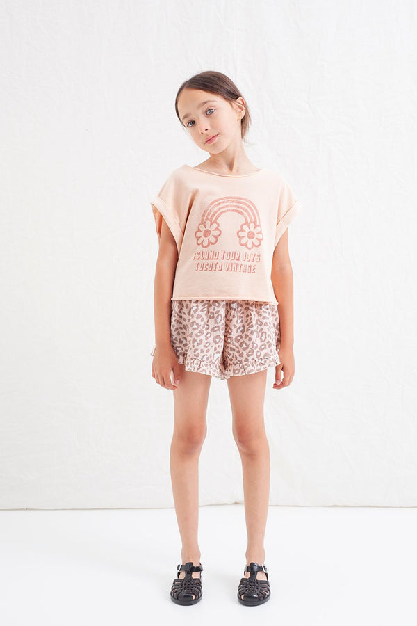 ANIMAL PRINT RUFFLE SHORTS