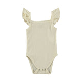 OFF WHITE RIBBED BODYSUIT WITH RUFFLES