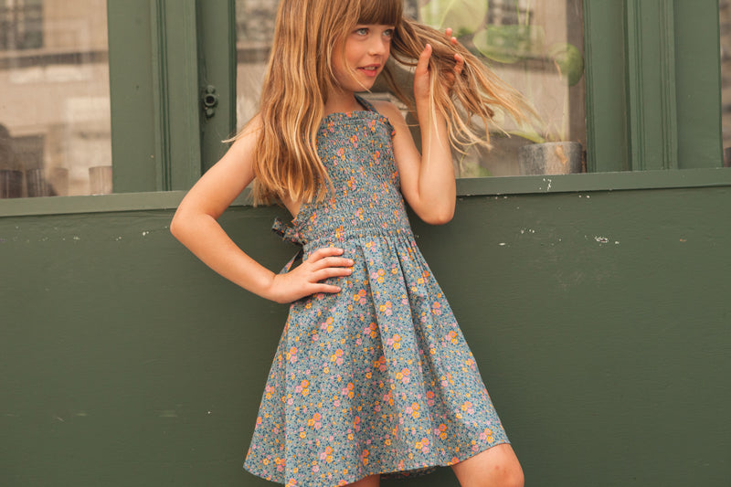 Pam Blue Romantic Flower Dress